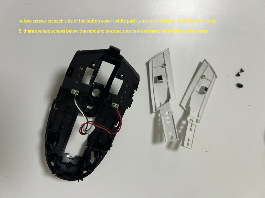 Rebound booster parts removed (mouse button mechanism)