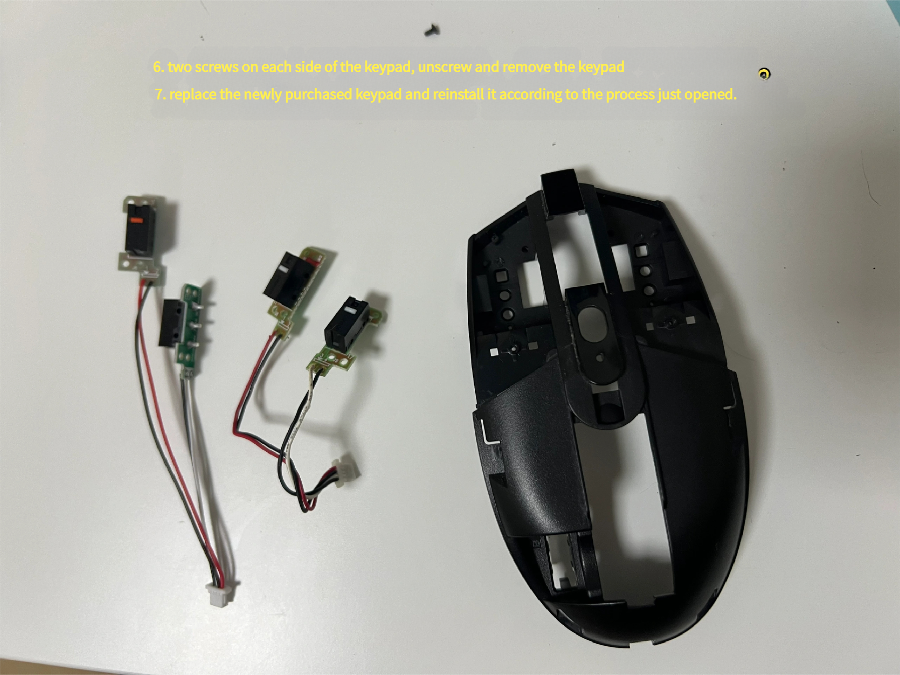New micro-switches installed on PCB boards (mouse switch replacement)
